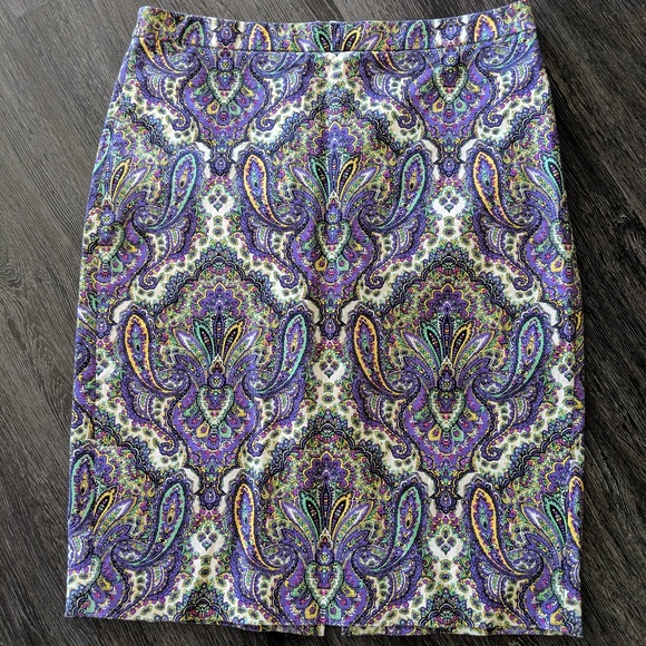 J. Crew Dresses & Skirts - J. Crew Purple Paisley No 2 Pencil Skirt 10